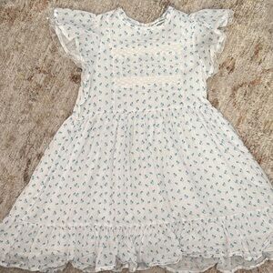 Adorable White and Blue Kids Dress
